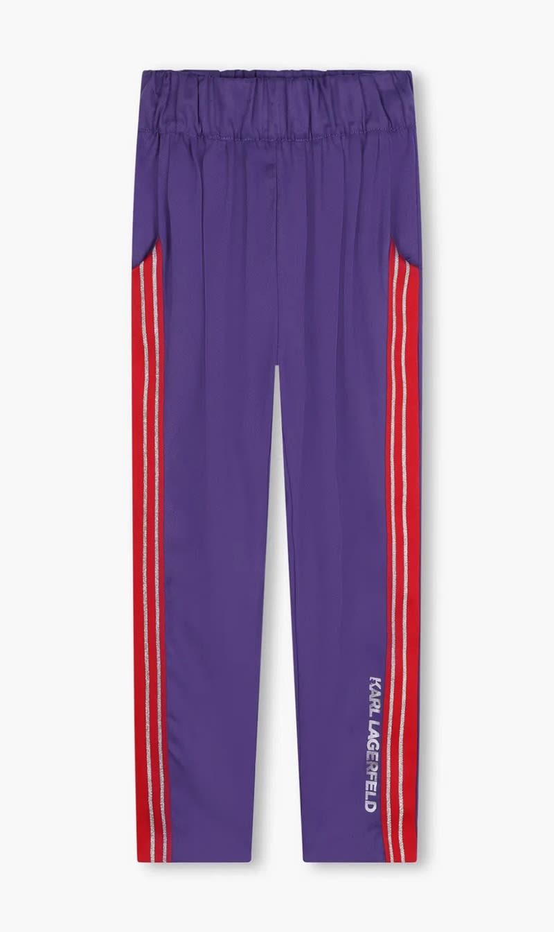 

Karl Lagerfeld Purple Logo Print Track Pants for Girls | The Deal Outlet