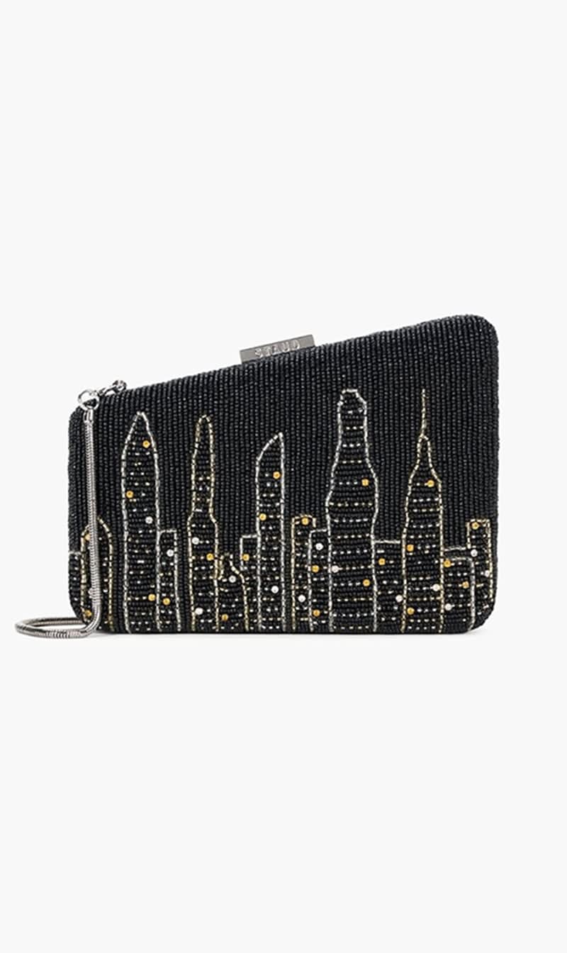 

Staud Black Carmella Beaded Clutch Nyc Skyline for Women | The Deal Outlet