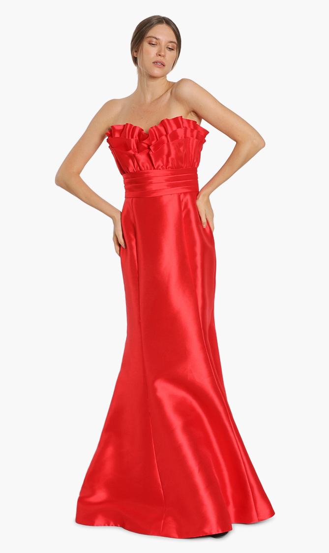 

Basix Black Label Strapless Ruffled Mermaid Gown