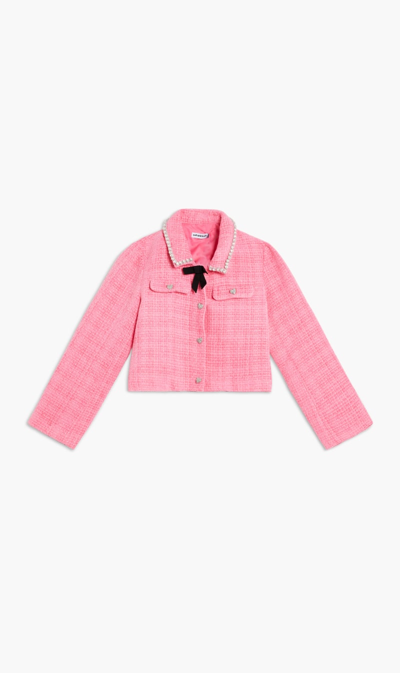 

Self-portrait Pink Pink Textured Woven Jacket for Kids | The Deal Outlet