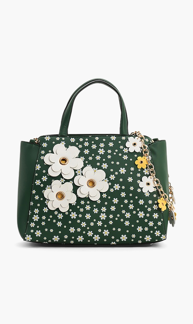 

Tosca Blu Floral Print Leather Tote Bag