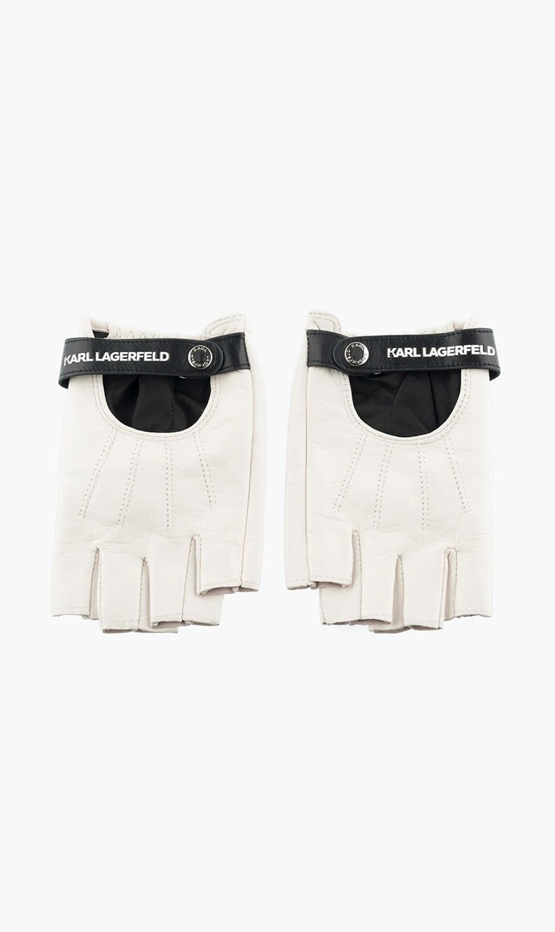 

Karl Lagerfeld White Essential Fingerless Glove for Women | The Deal Outlet