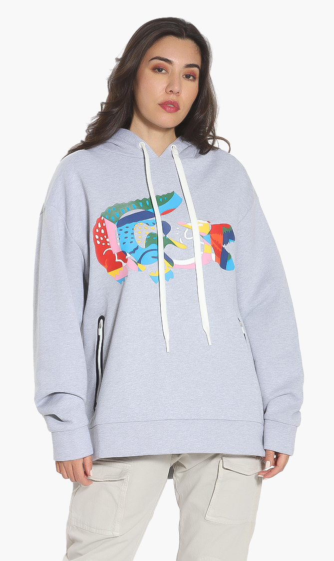 

Lacoste Oversized Crocodile Print Hooded Sweatshirt