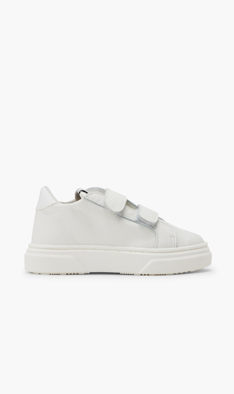 

Double Velcro Strap Leather Sneakers, White