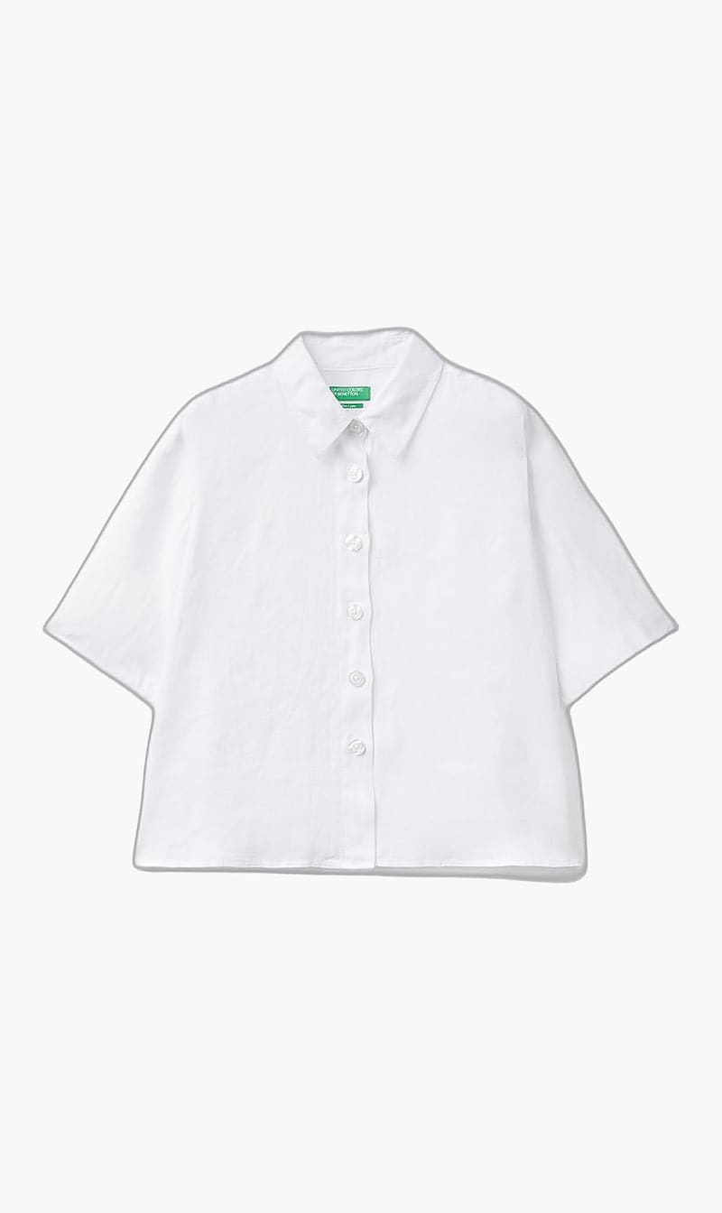 White United Colors Of Benetton Pink Linen Shirt for Women