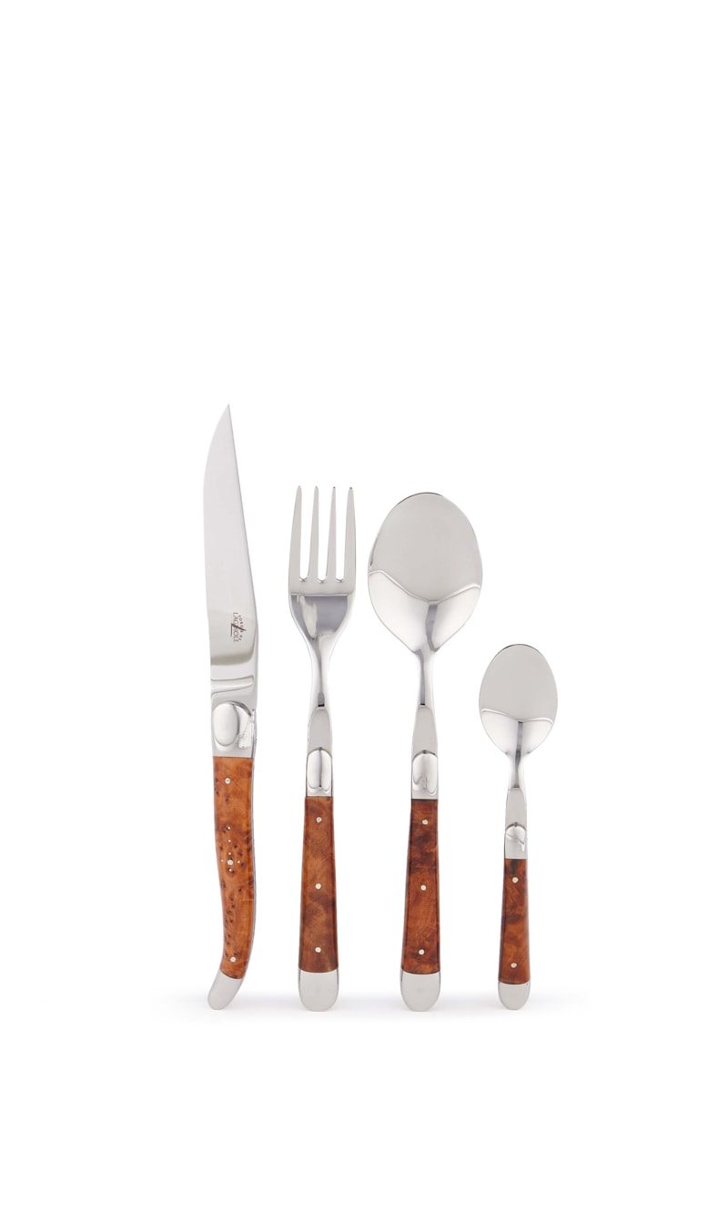 

24 Pieces -thuya Wood Cutlery Set, Brown