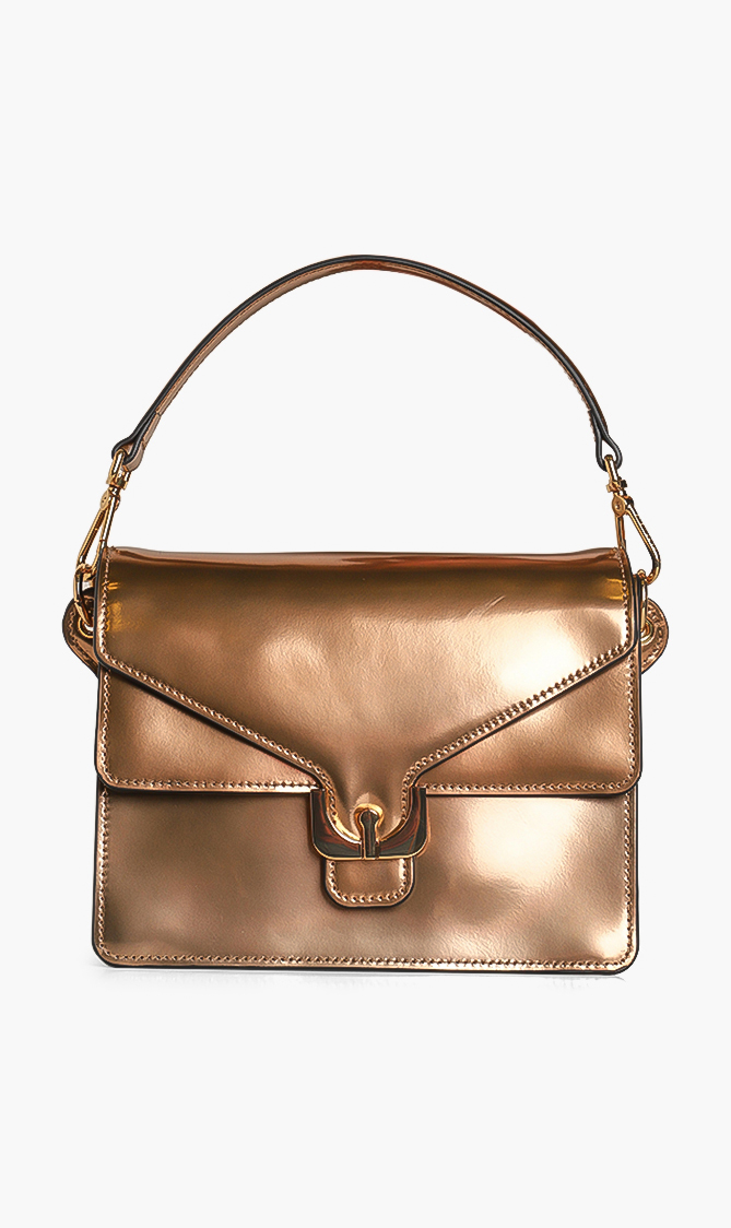

COCCINELLE Flap Glossy Leather Crossbody Bag