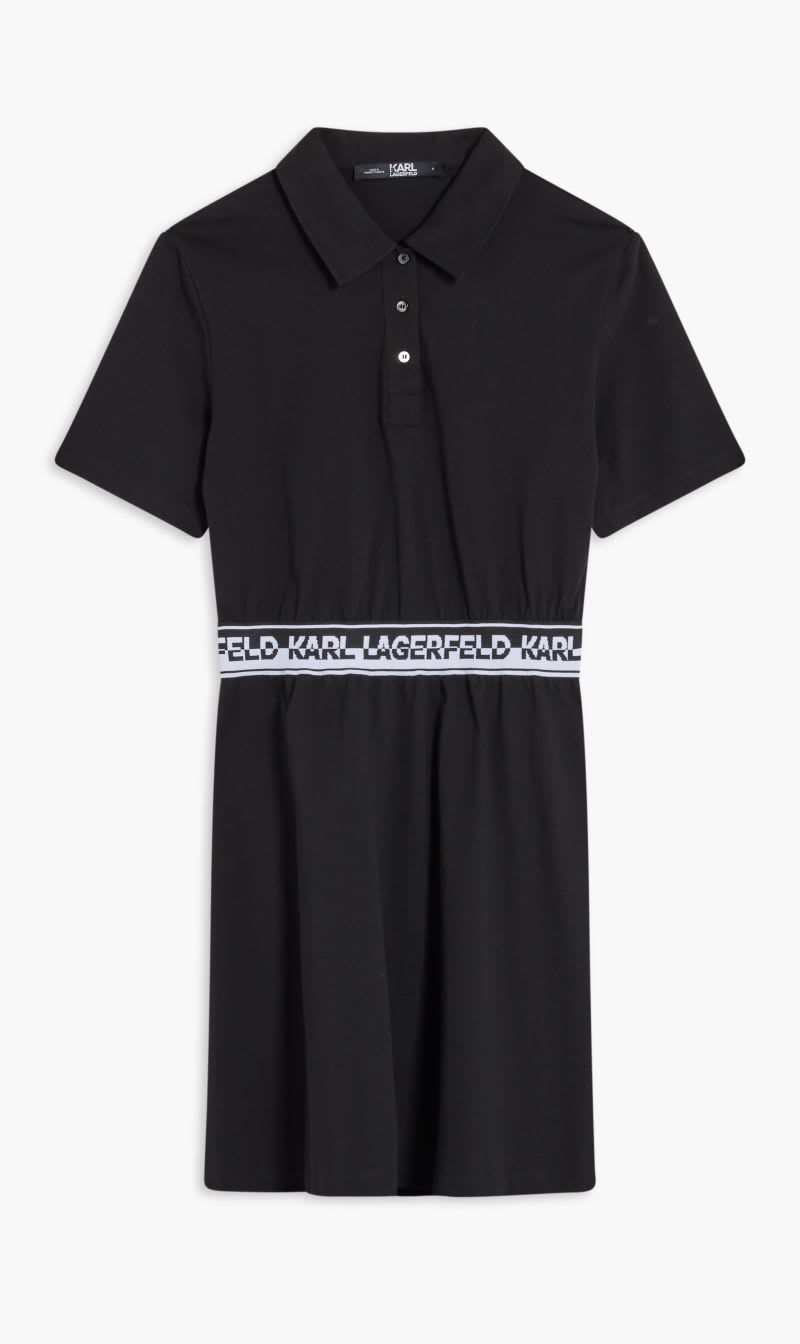 

Karl Lagerfeld Black Logo Tape Shirt Dress for Women | The Deal Outlet