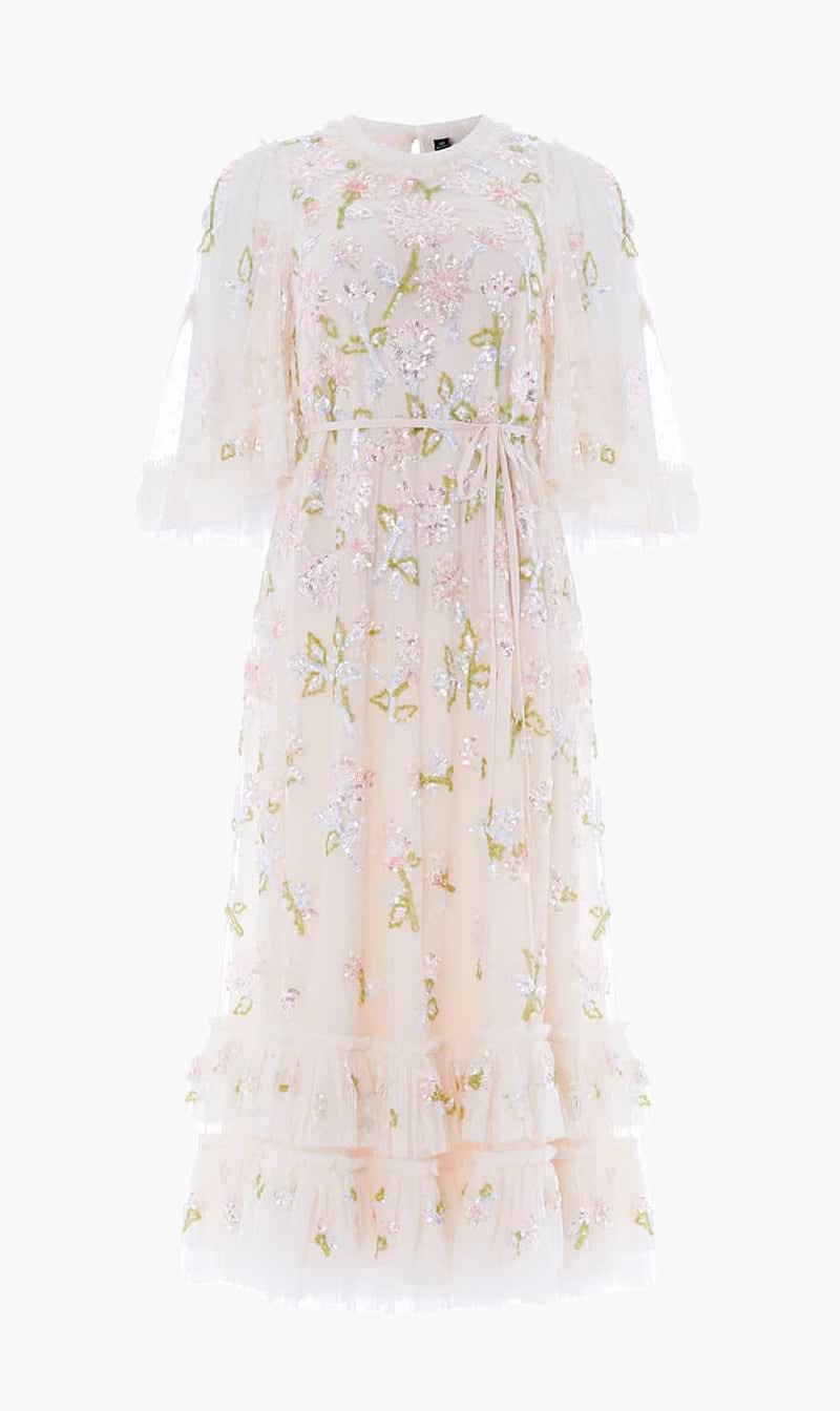 

Needle & Thread White Sequin Dandelion Gloss Ballerina Dress for Women | The Deal Outlet