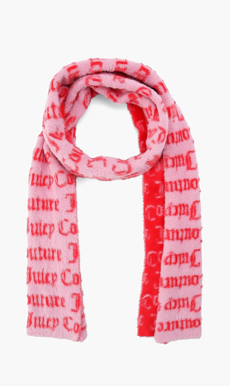 

Juicy Couture Pink Nico Intarsia Monogram Scarf for Women | The Deal Outlet