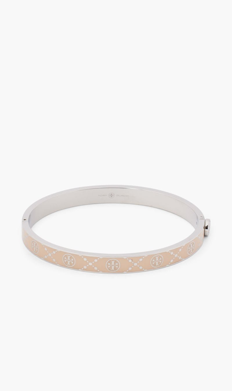 

Tory Burch Silver T Monogram Hinge Bracelet for Women | The Deal Outlet