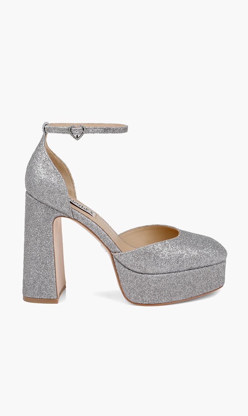

Badgley Mischka Silver Jayda Platform Pump for Women | The Deal Outlet