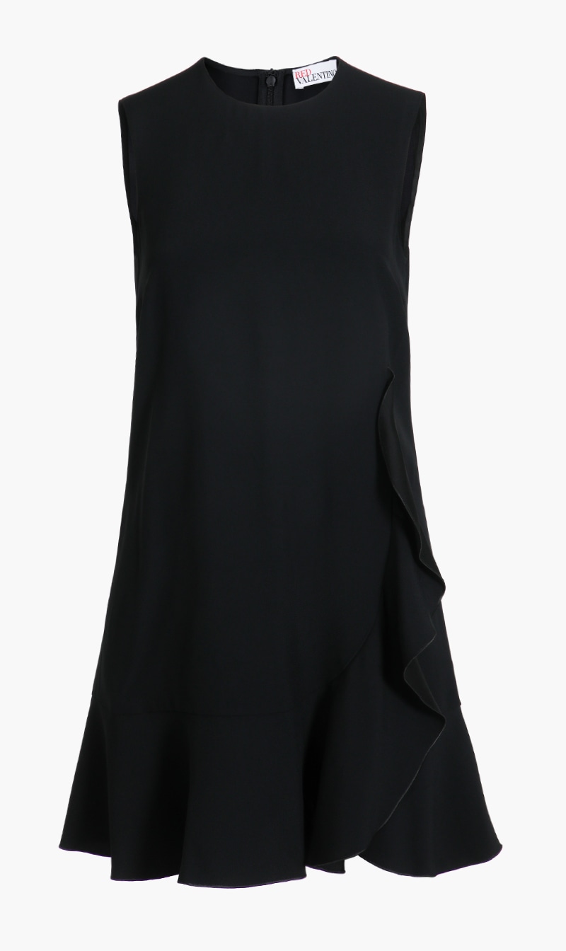 

Cut Sleeves Ruffle Hem Dress, Black