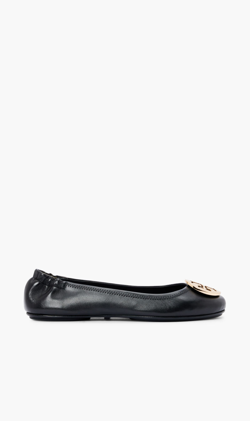 

Tory Burch Black Minnie Travel Ballet With Metal Logo for Women | The Deal Outlet