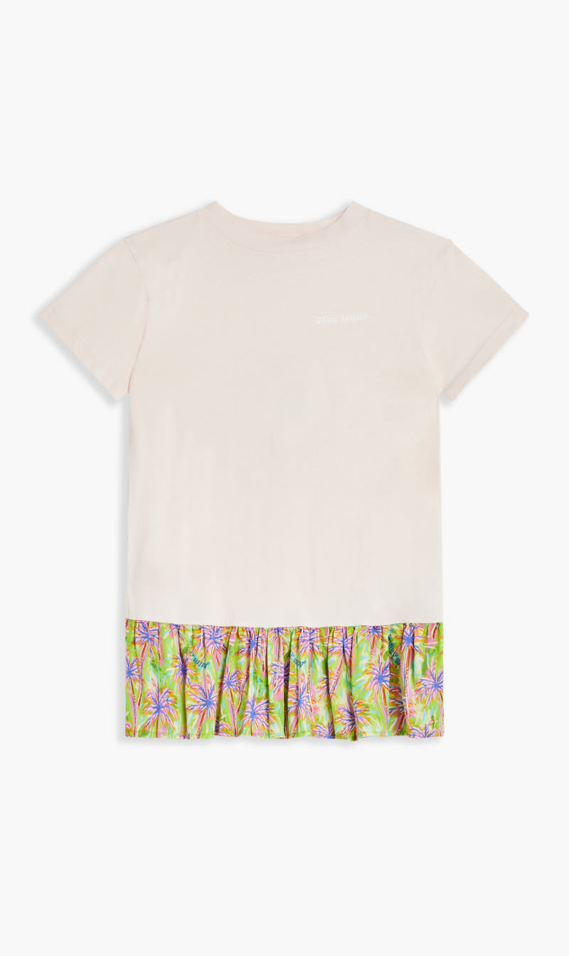 

Palm Angels Pink Aop Pa Palms Ruffles Teedres for Kids | The Deal Outlet