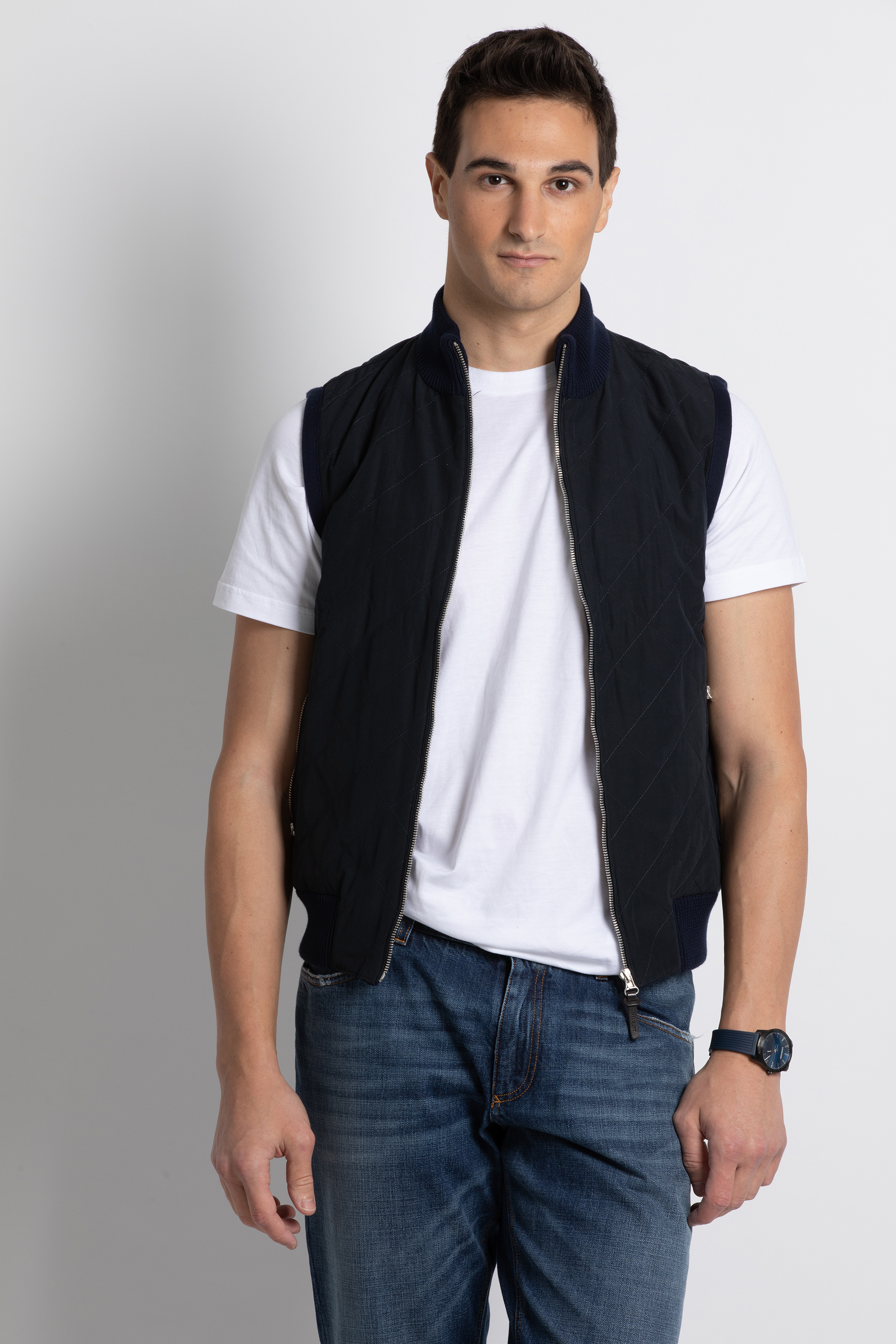 

Hackett london hybrid knit gilet vest jacket | the deal outlet, Blue
