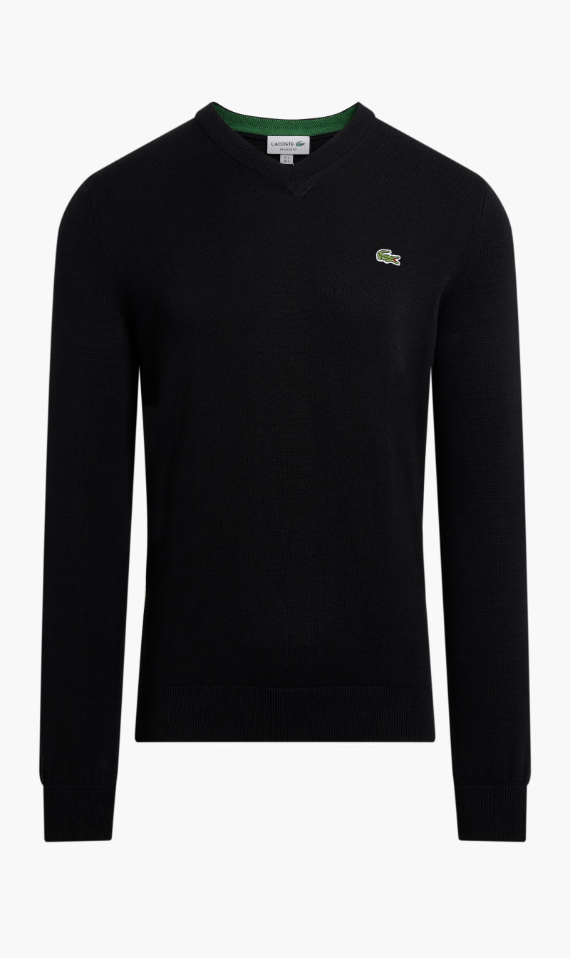 

Lacoste Black V Neck Organic Cotton Sweater for Men | The Deal Outlet