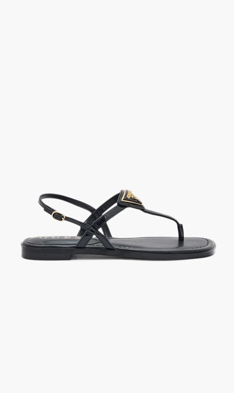 

Guess Black Rainey Flat Sandals Fancy Patent Pu for Women | The Deal Outlet