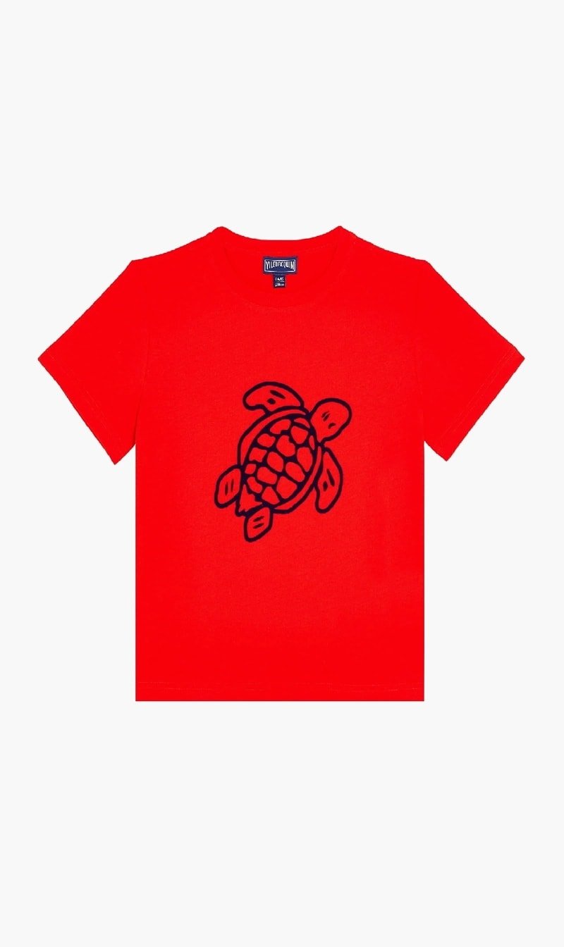 

Vilebrequin Red Placed Embroidered Turtle T Shirt for Boys | The Deal Outlet