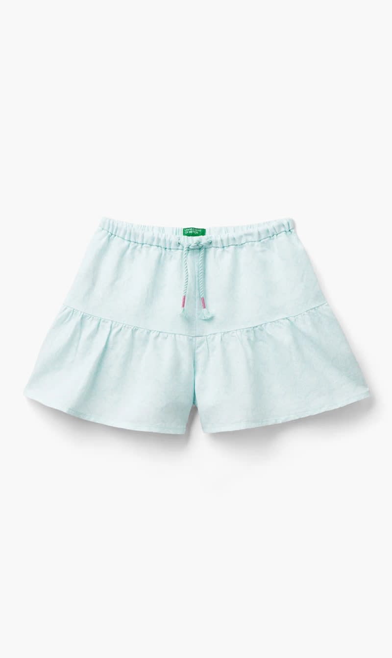 United Colors Of Benetton Blue Linen Bermuda Shorts for Girls