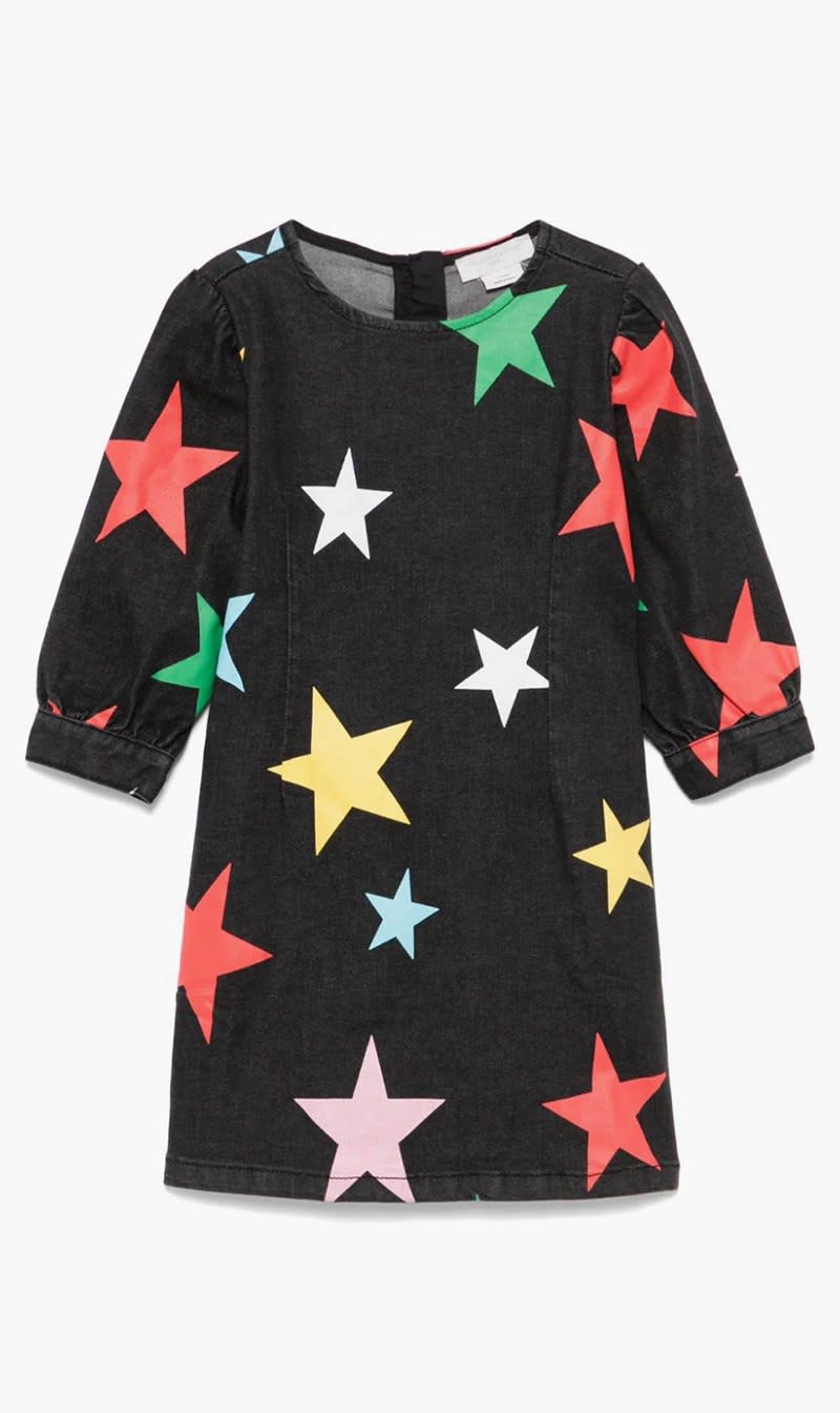 

Stella Mc Cartney Black Star Printed Dress for Girls | The Deal Outlet