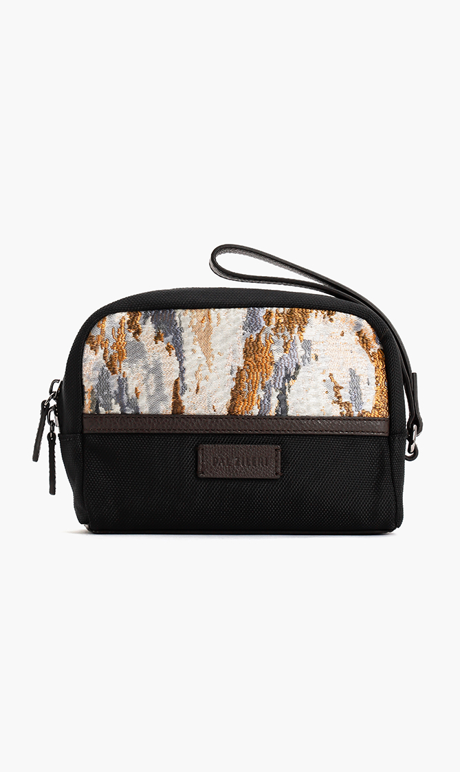 

Leather Trim Canvas Wash Bag, Brown