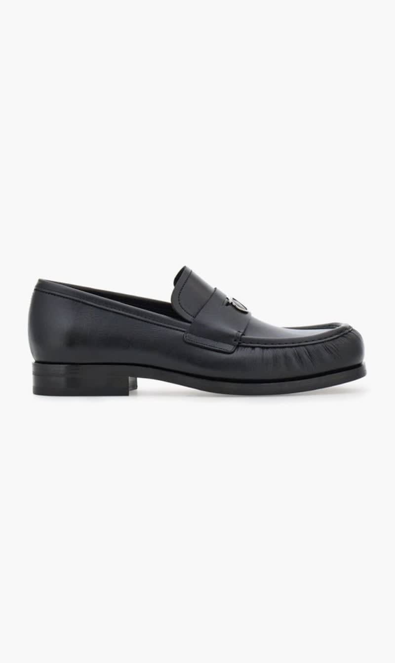 

Salvatore Ferragamo Black Gancini Plaque Leather Loafers for Men | The Deal Outlet