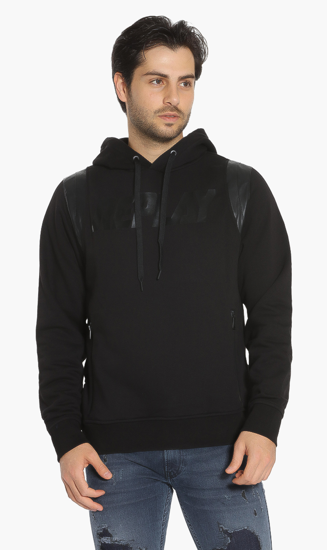 

Replay Logo Leather Trim Hoody