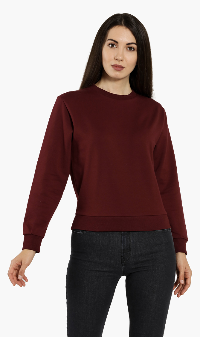 

Cotton Crew-neck Sweatshirt, Red