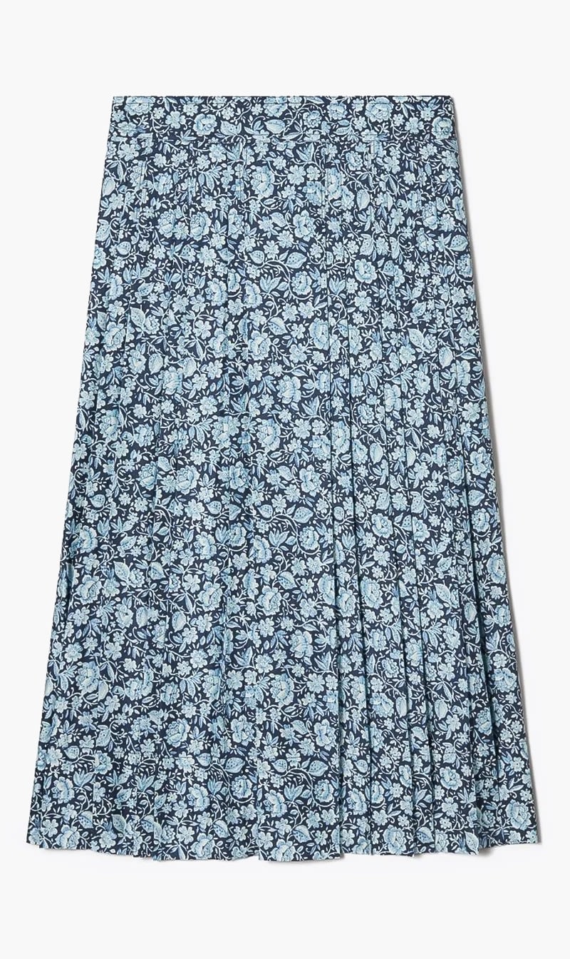 

Tory Burch Blue Pleated Silk Skirt for Women | The Deal Outlet