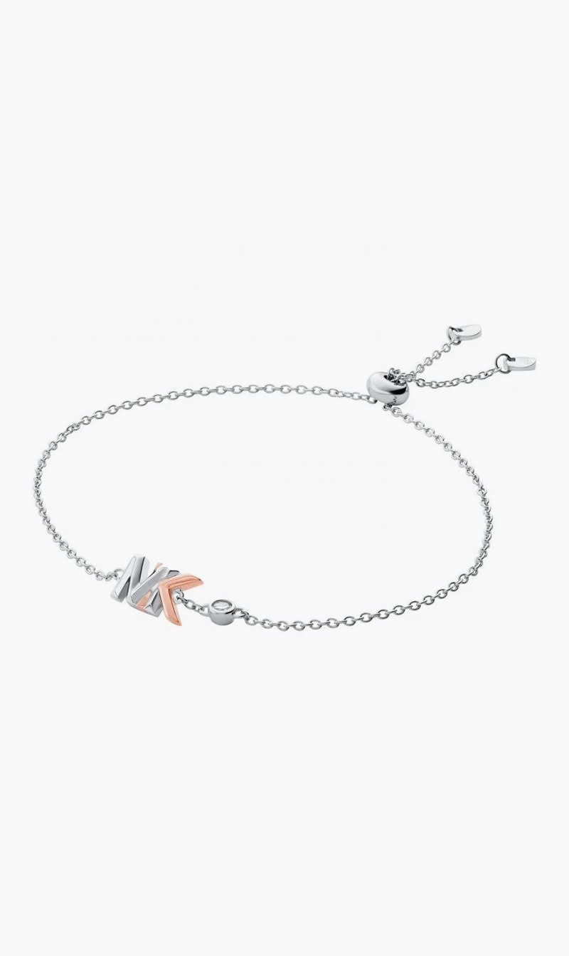 

Michael Kors Gold Two Tone Mk Logo Bracelet for Women | The Deal Outlet