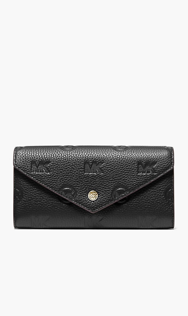 

Michael Kors Black Leather Embossed Wallet for Women | The Deal Outlet