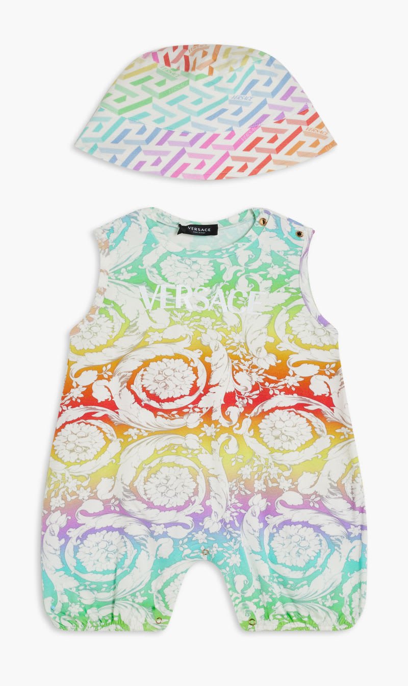 

Versace Multi-color Nu Gift Set 2 Pc Romper Hat Ao Multicolor Barocco Greca | The Deal Outlet