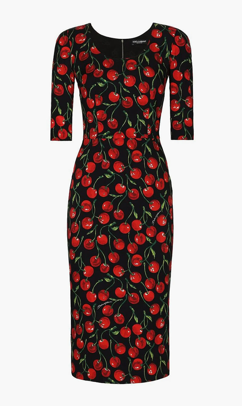 

Dolce & Gabbana Black Cherry Print Dress for Women | The Deal Outlet