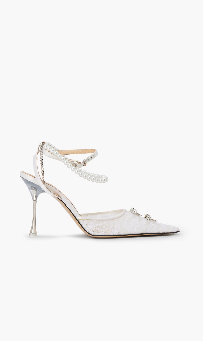 

Mach And Mach White Matilda Flower High Heels(100mm) for Women | The Deal Outlet