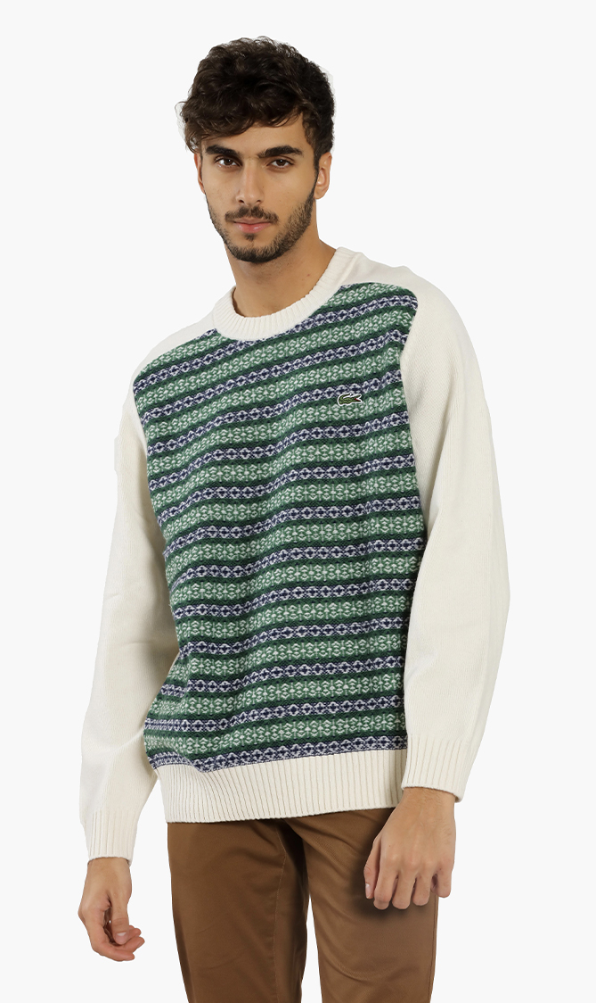 

Lacoste L!ve Unisex Jacquard Wool Blend Sweater