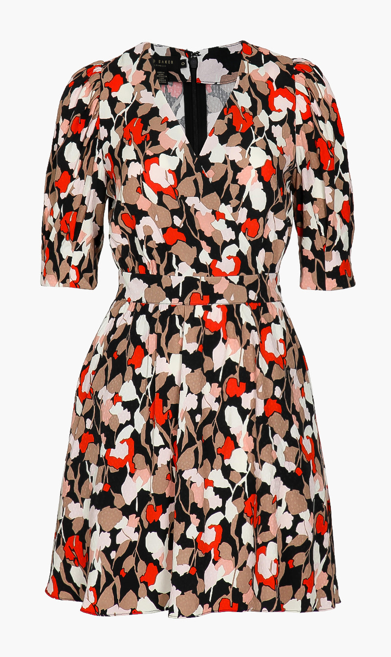 

Wrap Front Printed Mini Dress