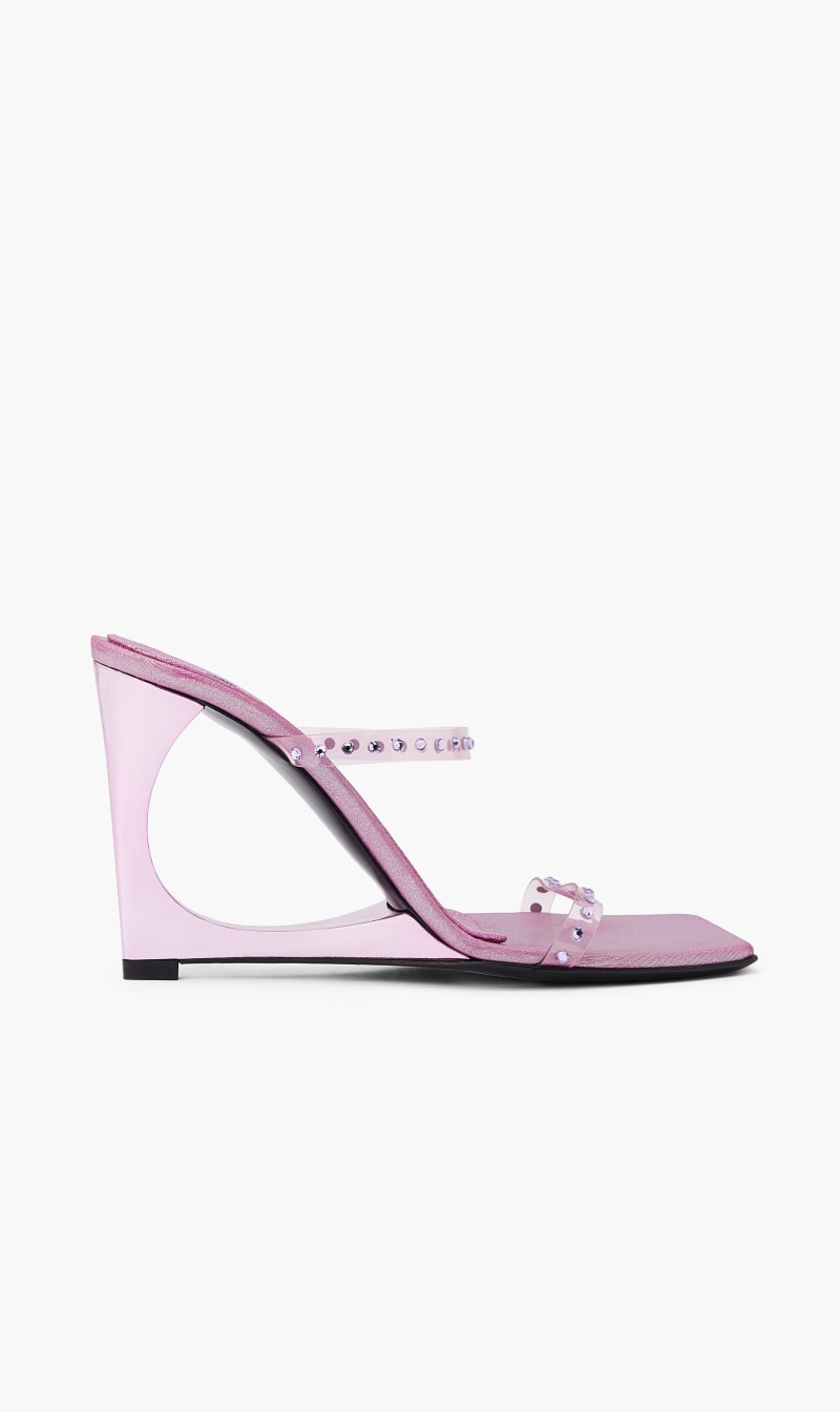 

Les Petits Joueurs Pink Mule Pvc Crystal+hole Wedge for Women | The Deal Outlet