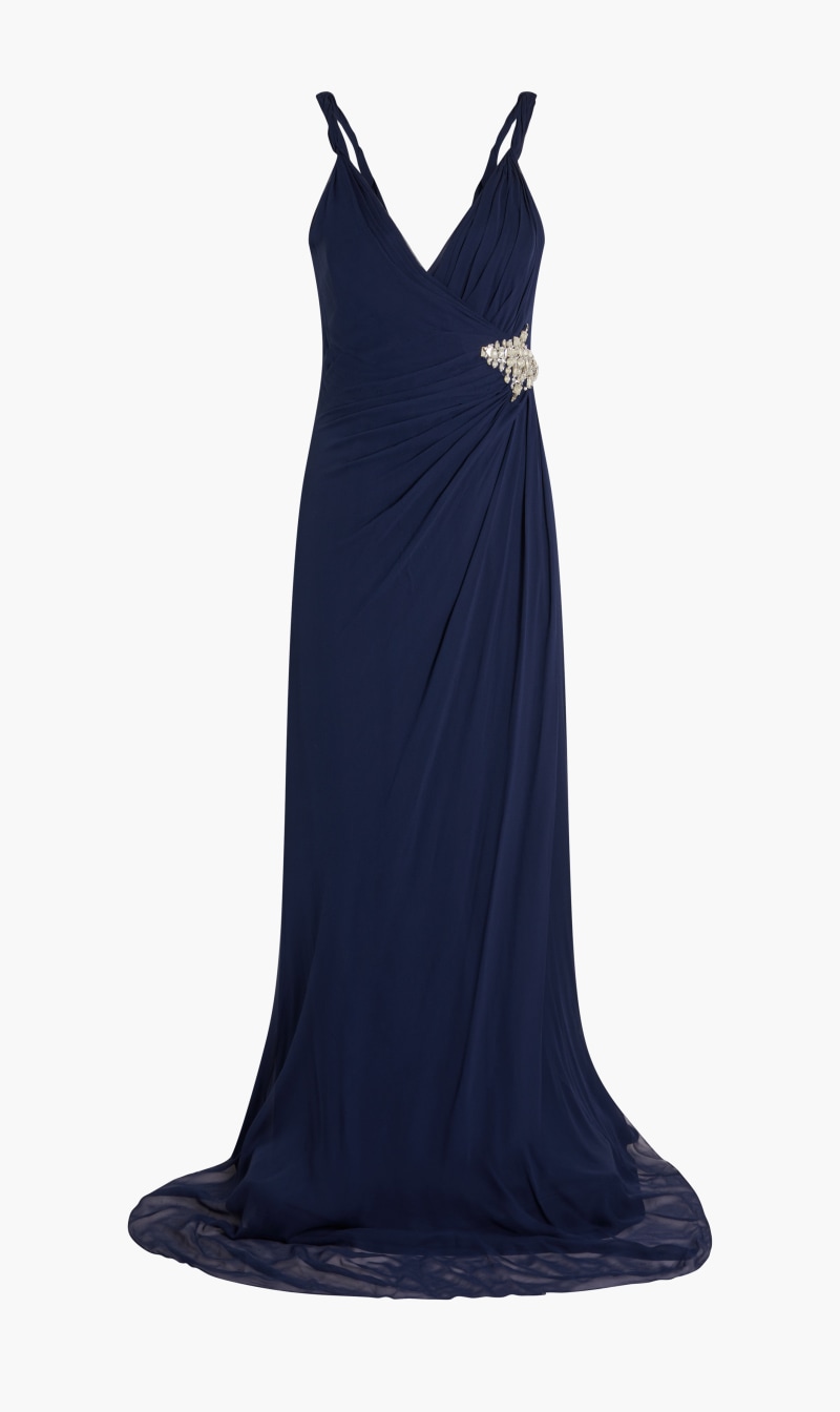

Embellished Evening Gown, Blue