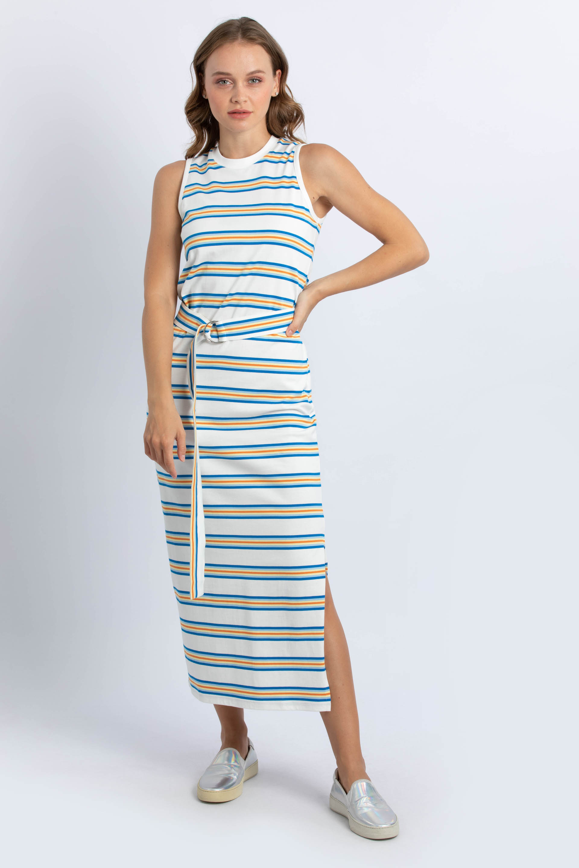 

Lacoste Rainbow Striped Cotton Long Dress