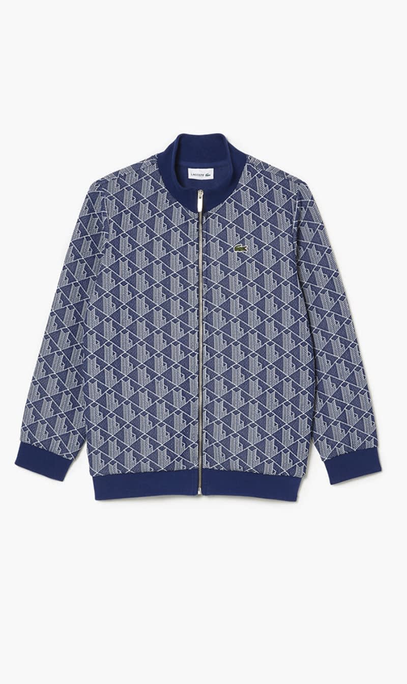 

Lacoste Blue High Neck Zip-up Paris Monogram Sweatshirt | The Deal Outlet