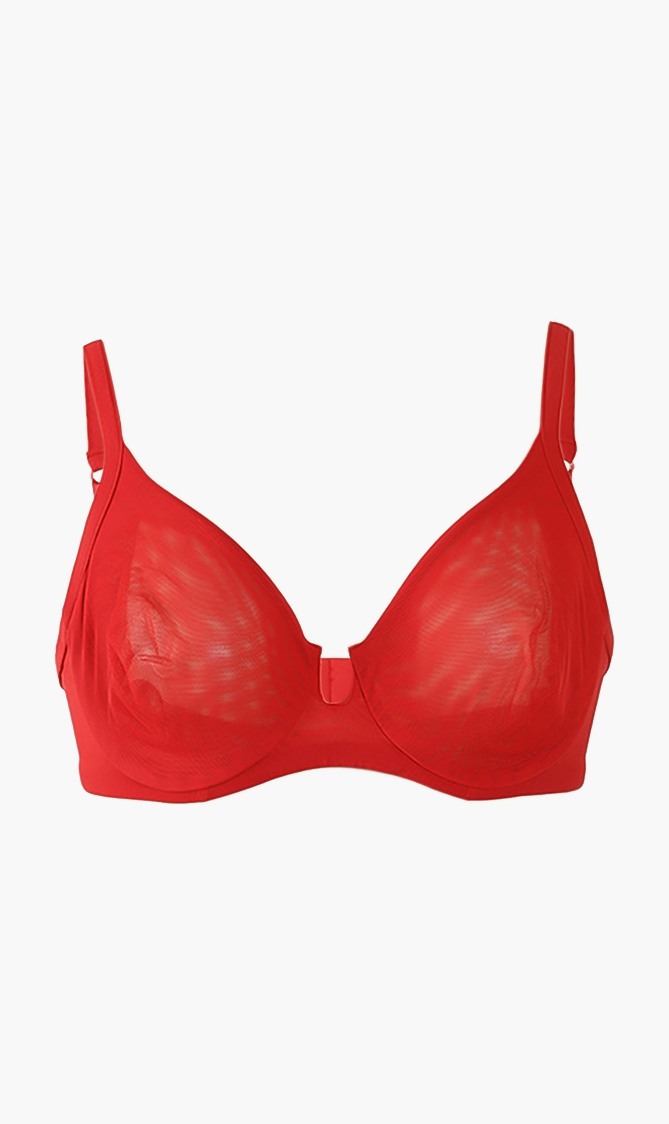 

Town Mesh Underwire Bra, Red
