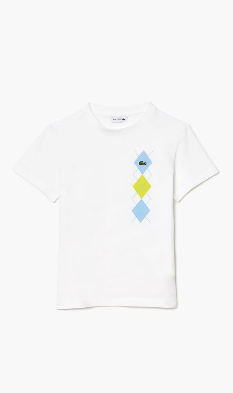 

Lacoste White Argyle Print T-shirt | The Deal Outlet