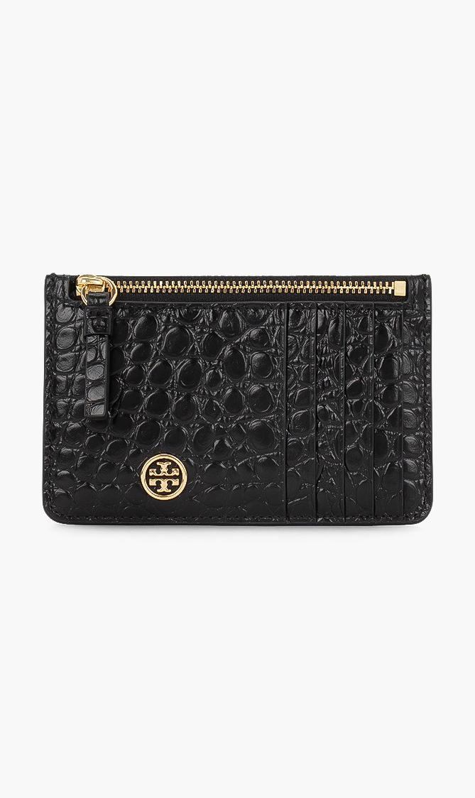 

TORY BURCH Robinson Embossed Top Zip Card Case