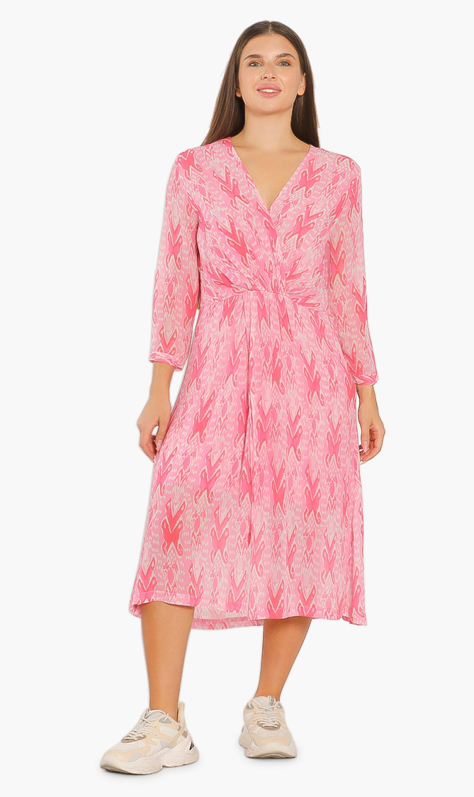 

Printed Georgette Dress, Pink