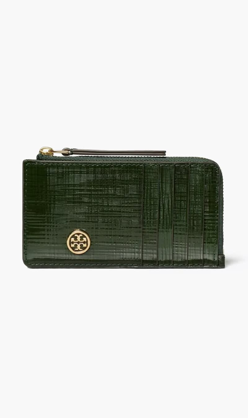 

Tory Burch Green Robinson Card Case for Women | The Deal Outlet