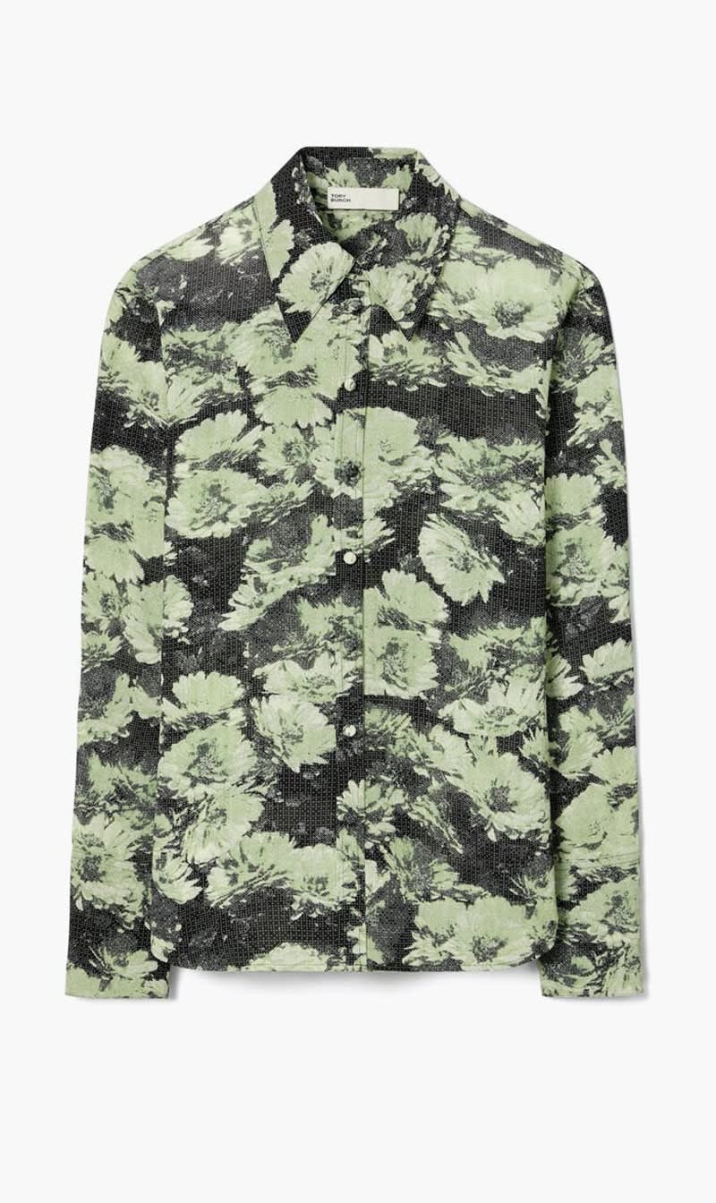 

Tory Burch Green Printed Viscose Shirt for Women | The Deal Outlet
