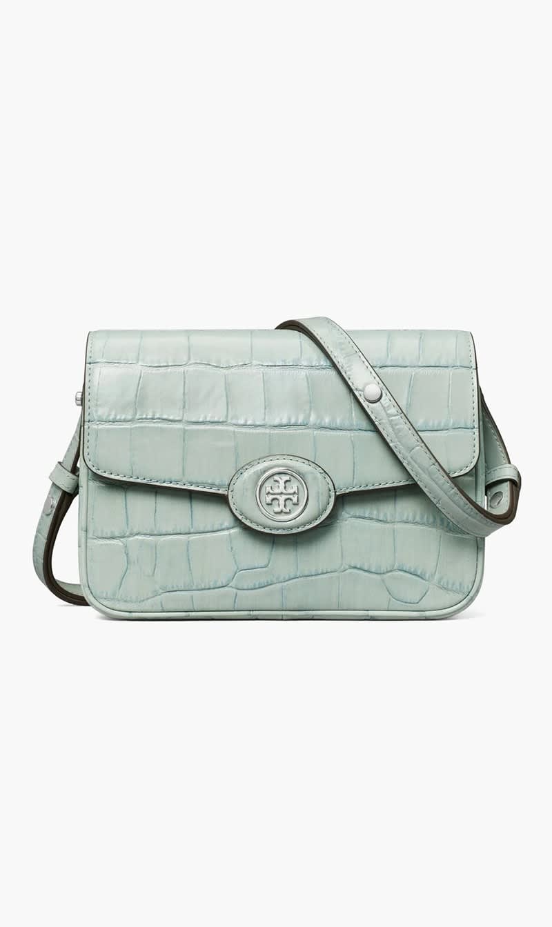 

Tory Burch Blue Robinson Croc-embossed Convertible Shoulder Bag for Women | The Deal Outlet