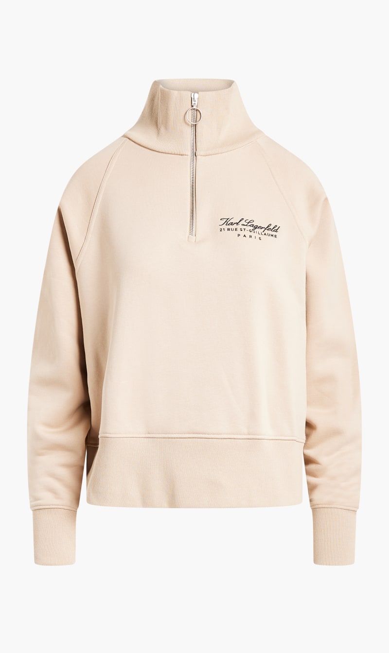 

Karl Lagerfeld Beige Karl Signature Half Zip for Women | The Deal Outlet