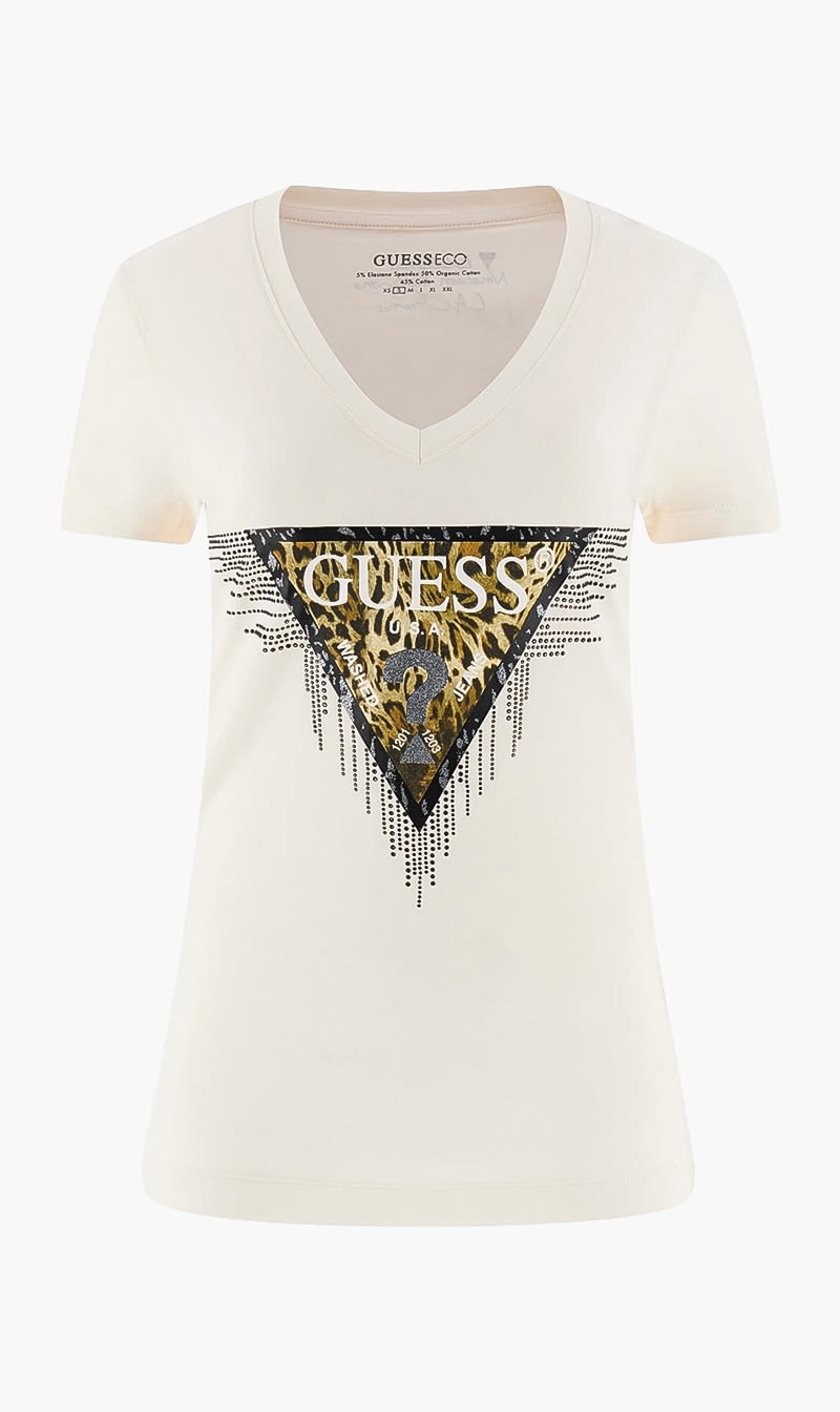 Guess White Eco Triangle Tiger Tee for Women